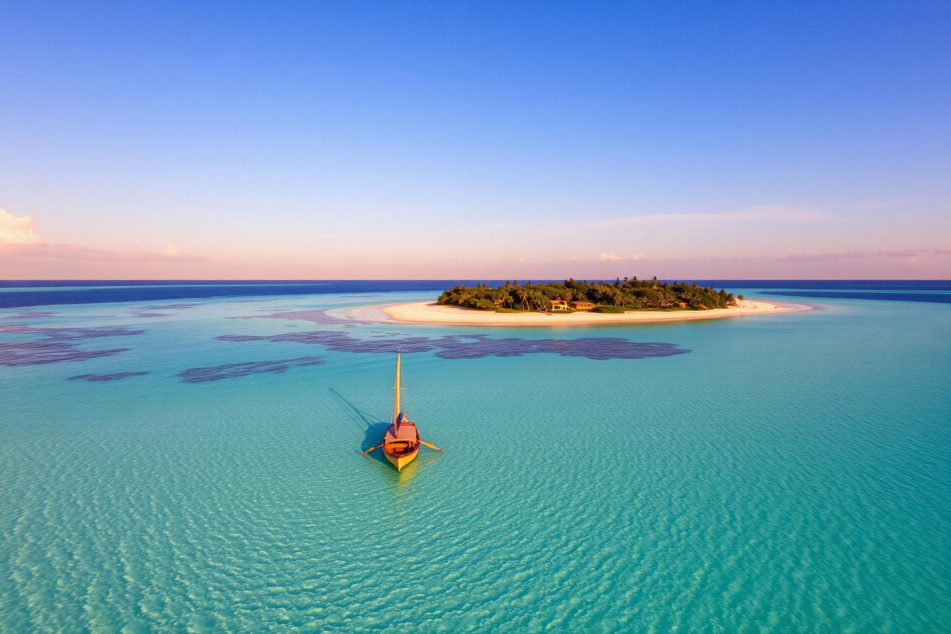 Tropical island at golden hour